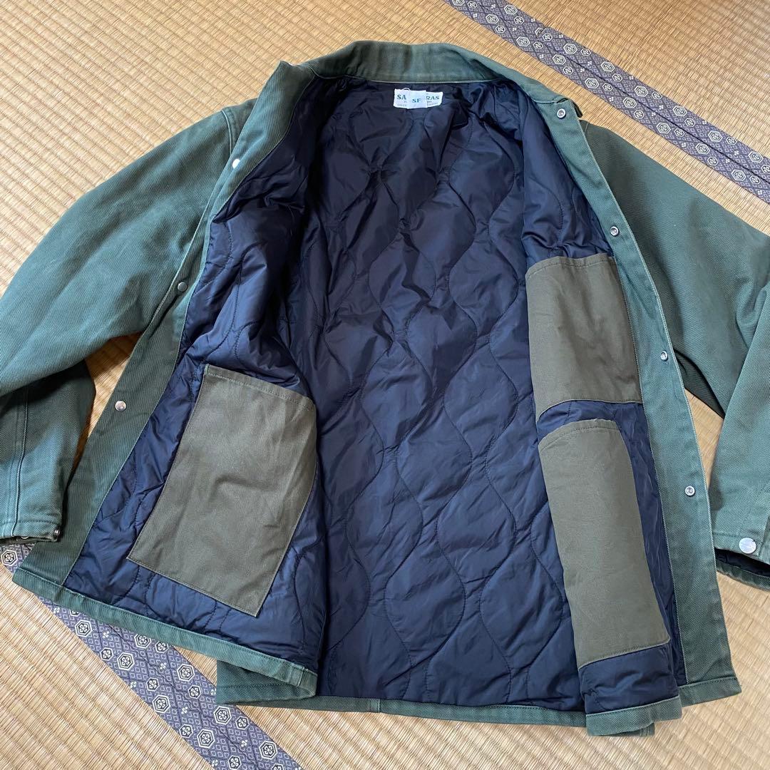 ササフラス カバーオール L グリーン 裏地付