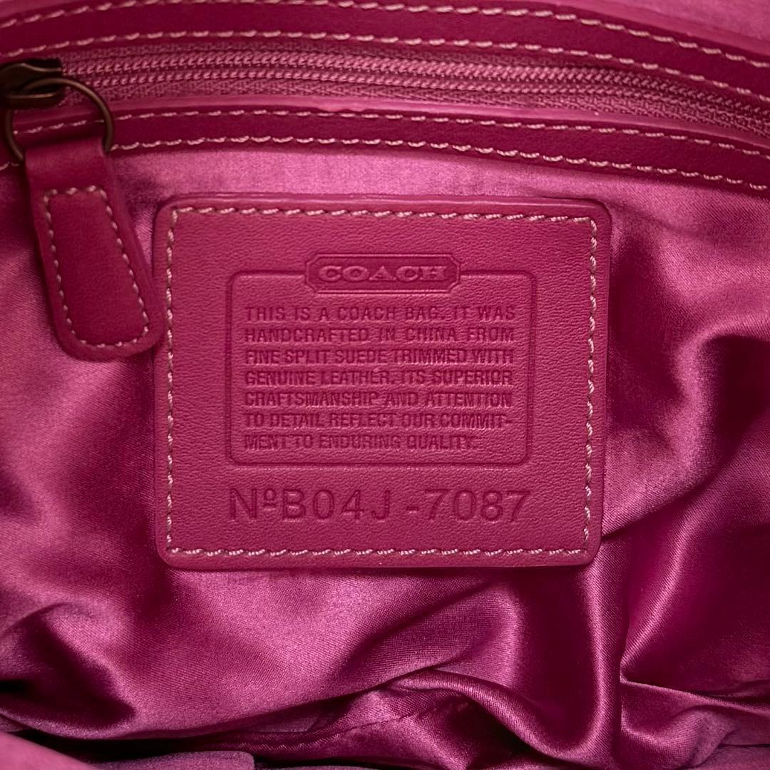 バッグ Coach Fringe Flower Applique Pink Bag