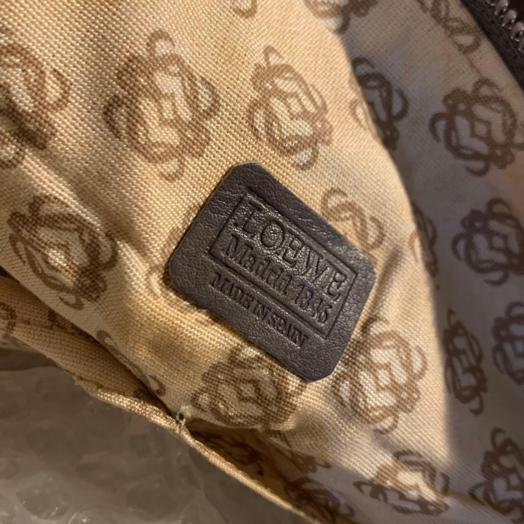 LOEWE ロエベ　レザー　ショルダー　ボストンバッグ　グレー　革
