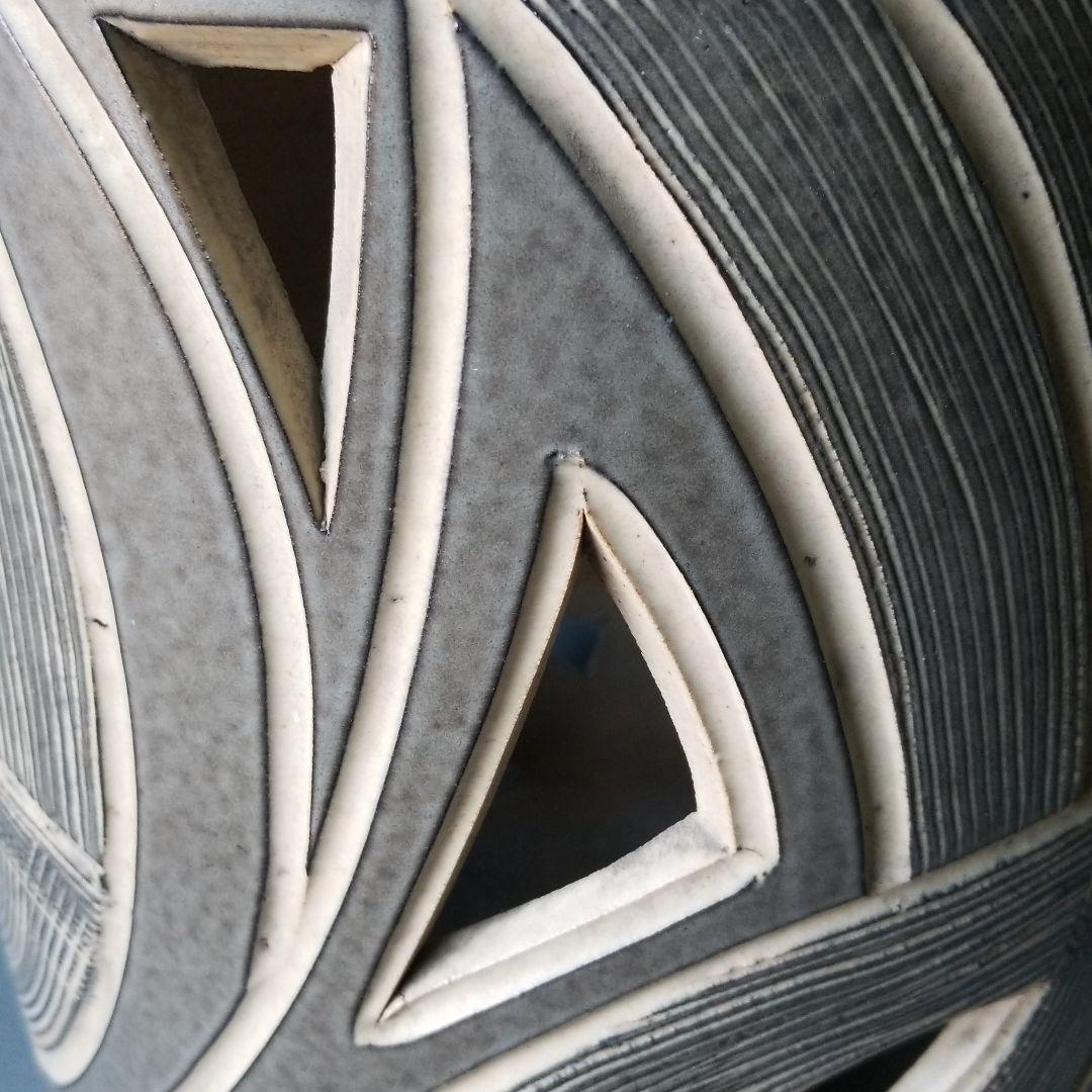 お値下げしました⤵信楽焼傘立て  砲弾型波彫 高さ４７cm