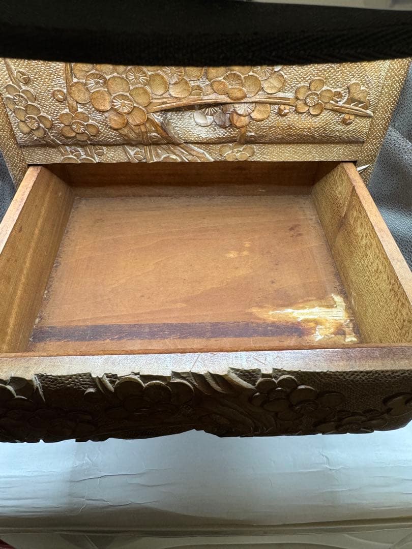 日光彫　軽井沢彫　小箪笥　引き出し　3段　伝統工芸　和家具