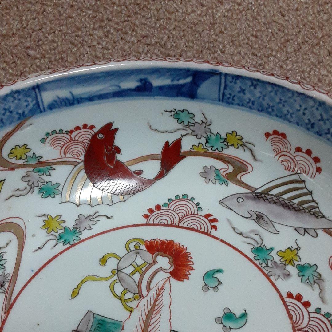 古い伊万里鉢皿椀/手描き水草魚貝吉祥紋/紅葉鯛宝珠/二重高台唐草紋/有田唐津焼