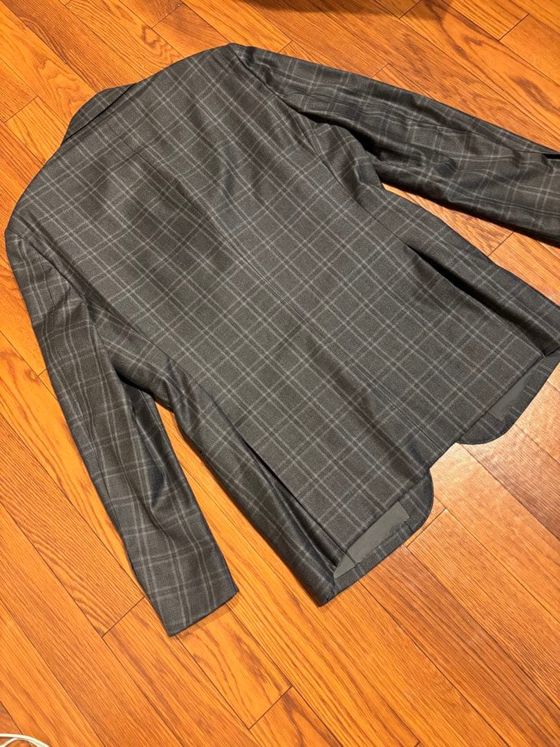 ビームスハート ロロピアーナ ウール100 チェック スーツ グレー 52