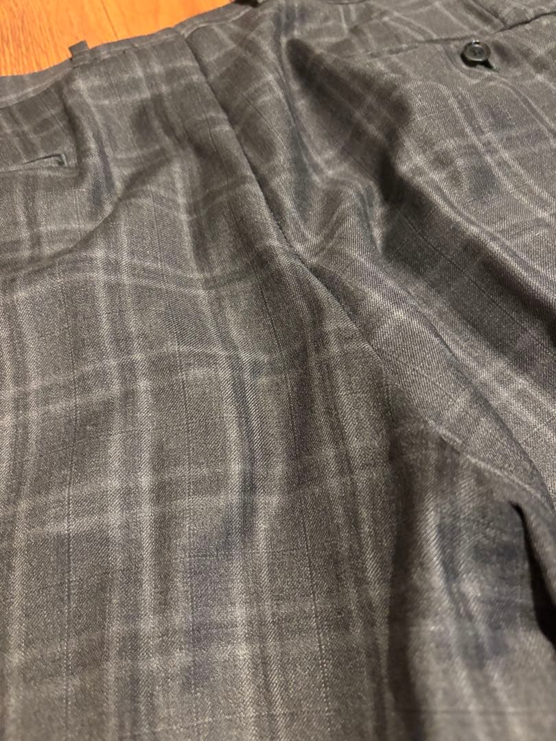 ビームスハート ロロピアーナ ウール100 チェック スーツ グレー 52