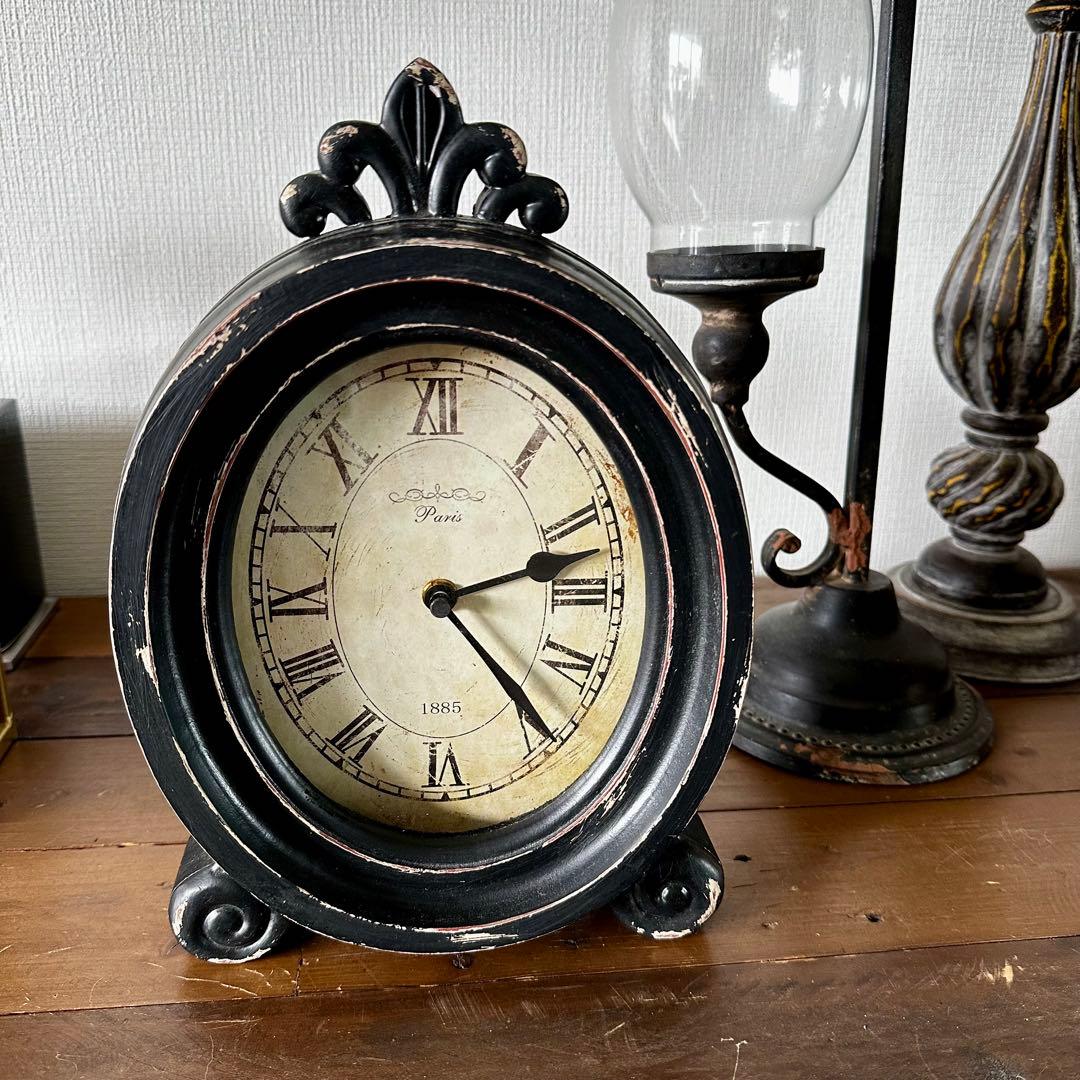 アンティーク風3点セット コンポート ケーキスタンド　置時計 キャンドルスタンド