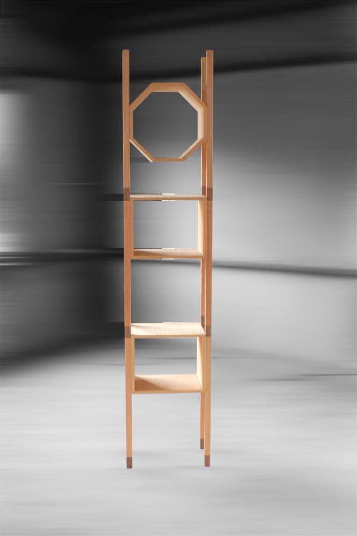 ナチュラルウッド オクタゴンシェイプ棚 4段 オープンシェルフ 家具 中古