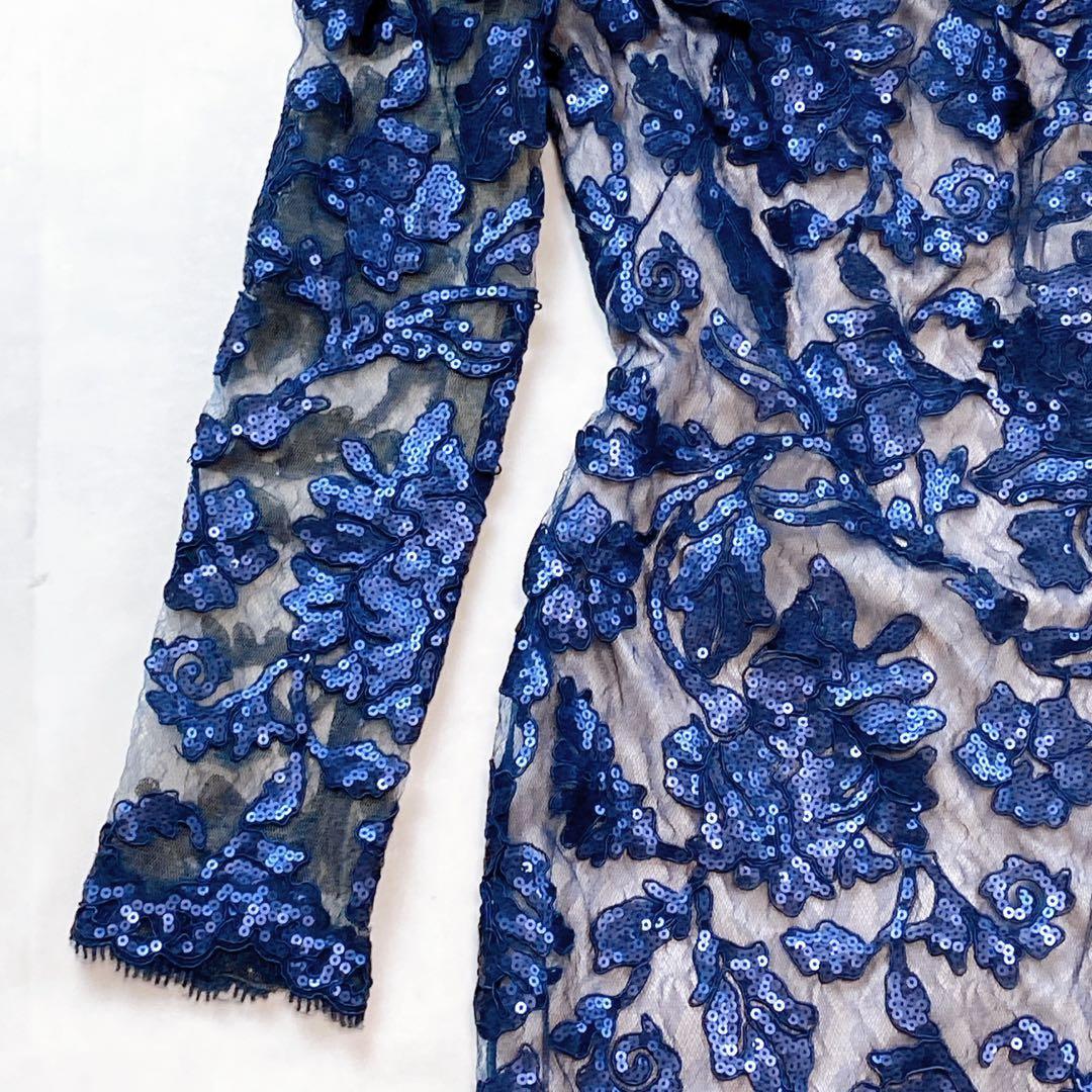 美品 タダシショージ 高級ドレス スパンコール 総コードレース