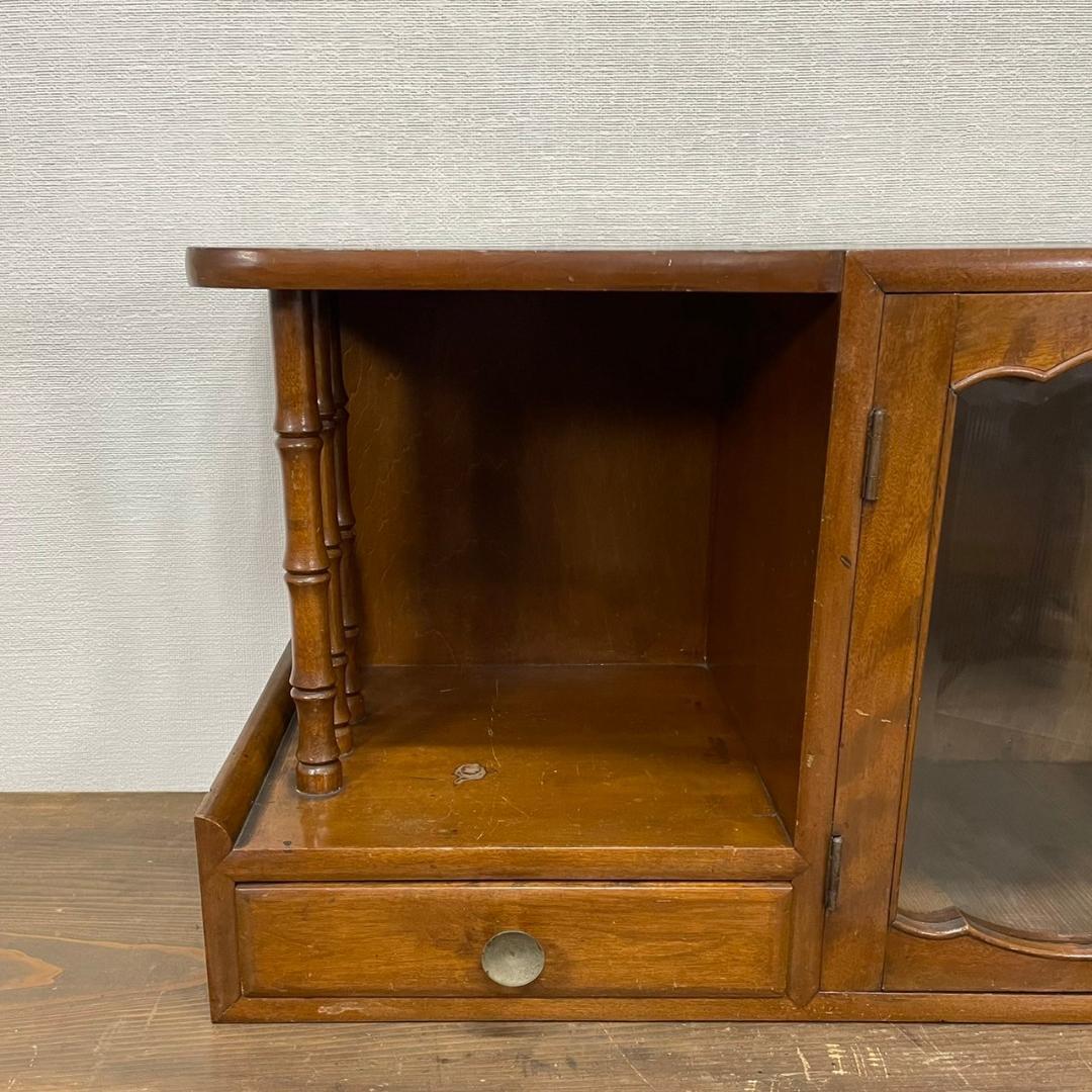 ヴィンテージ ガラス戸 飾り棚 木製 収納 キャビネット レトロ ビンテージ