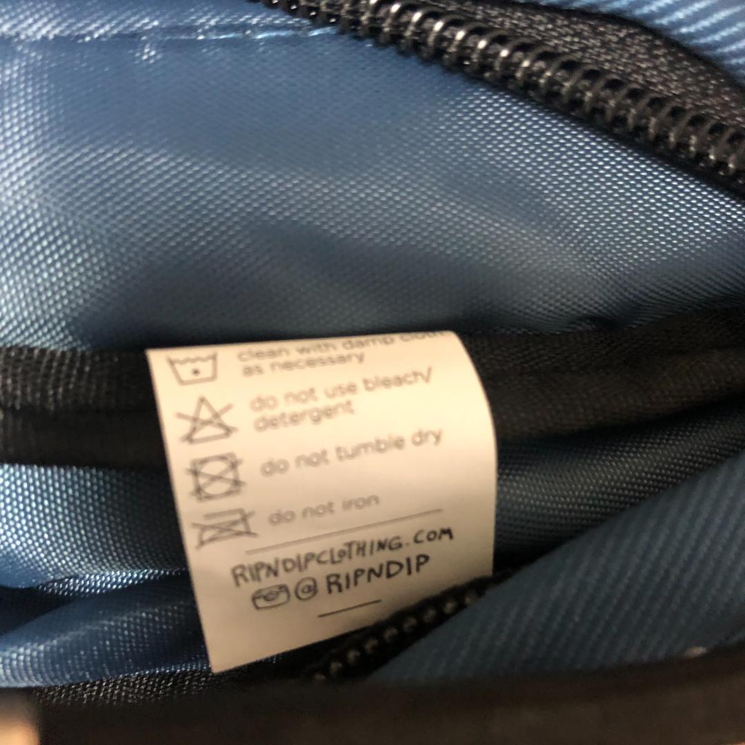 【美品】リップンディップ リュックショルダーバッグ ナイロン キノコ柄 ブルー