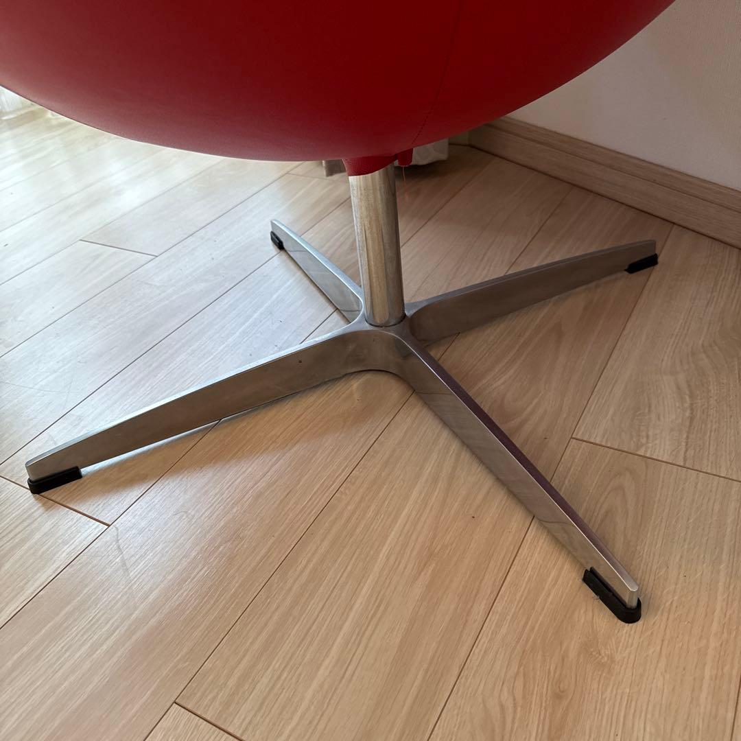 ヤコブセン　エッグチェア　リプロダクト　レッド　レザー　リクライニング機能