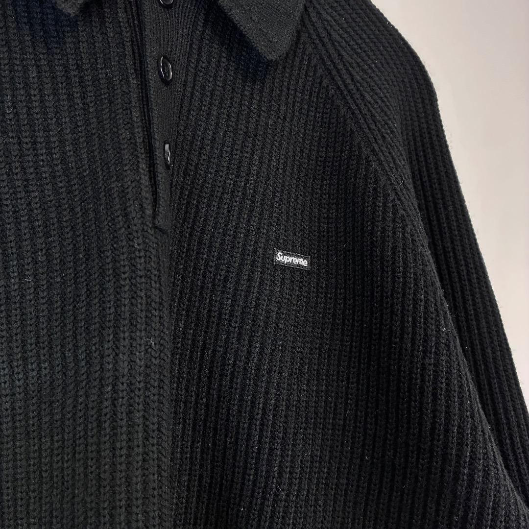 美品 24fw Supreme スモールボックスロゴポロセーター ニット 黒