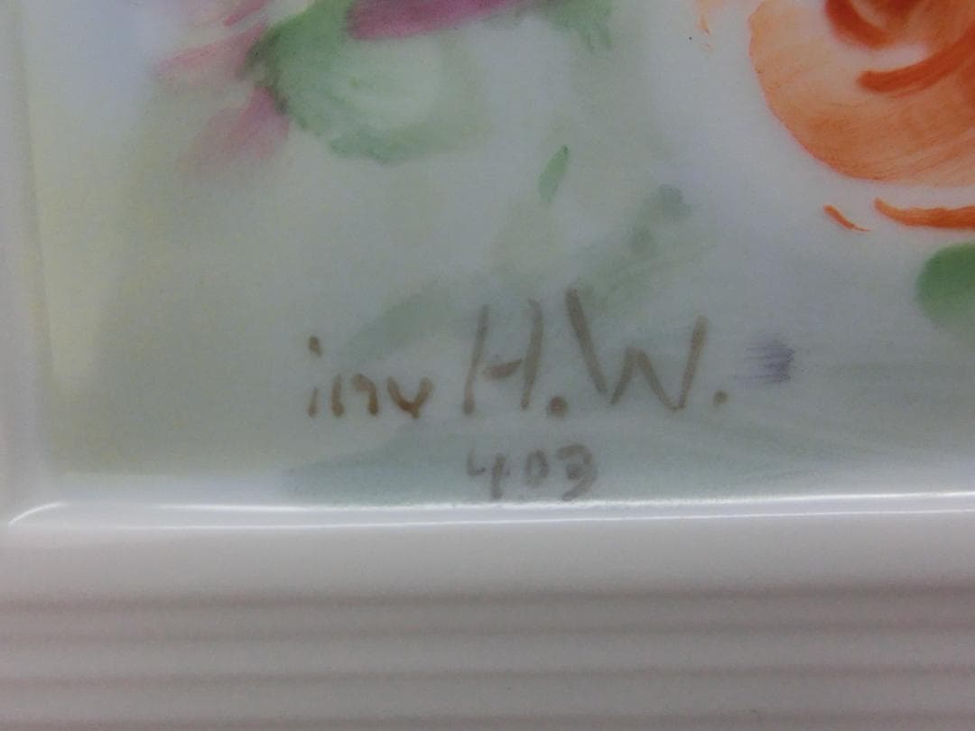 【マイセン】陶板画・白い薔薇