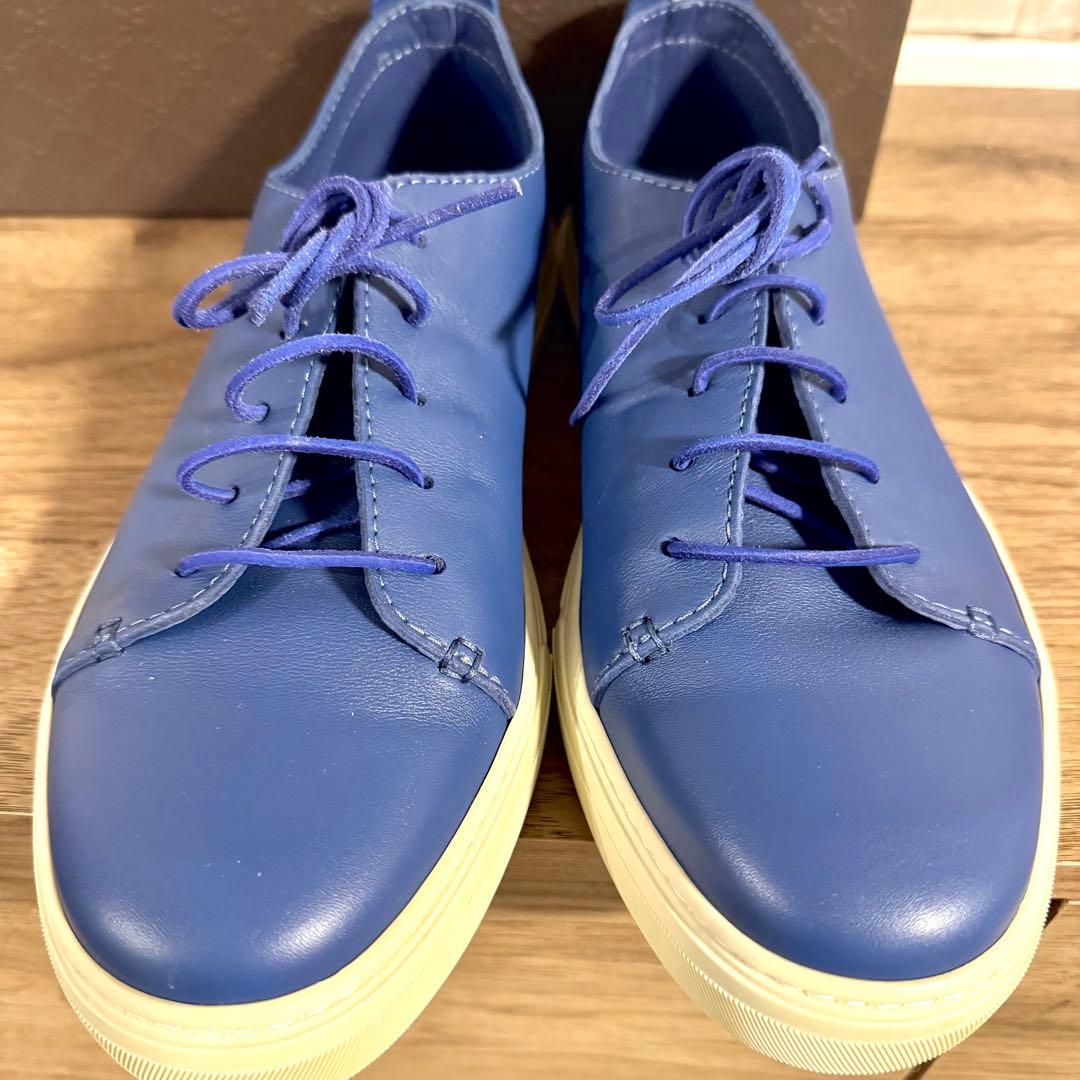 (新品未使用)GUCCI グッチ　本革　シューズ　ブルー　クレストロゴ　28