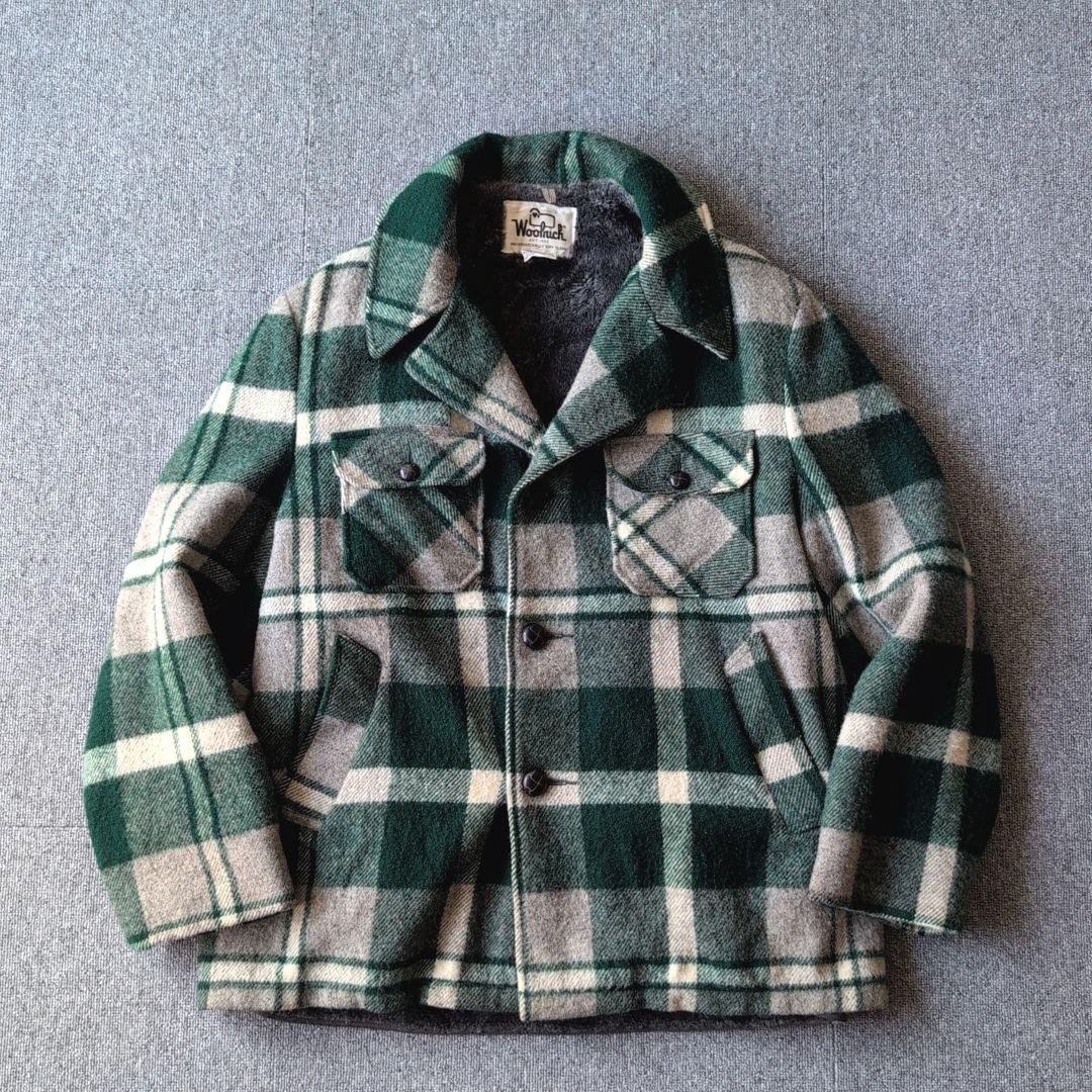 70s ビンテージ ウールリッチ ウールジャケット チェック 裏ボア 古着 L