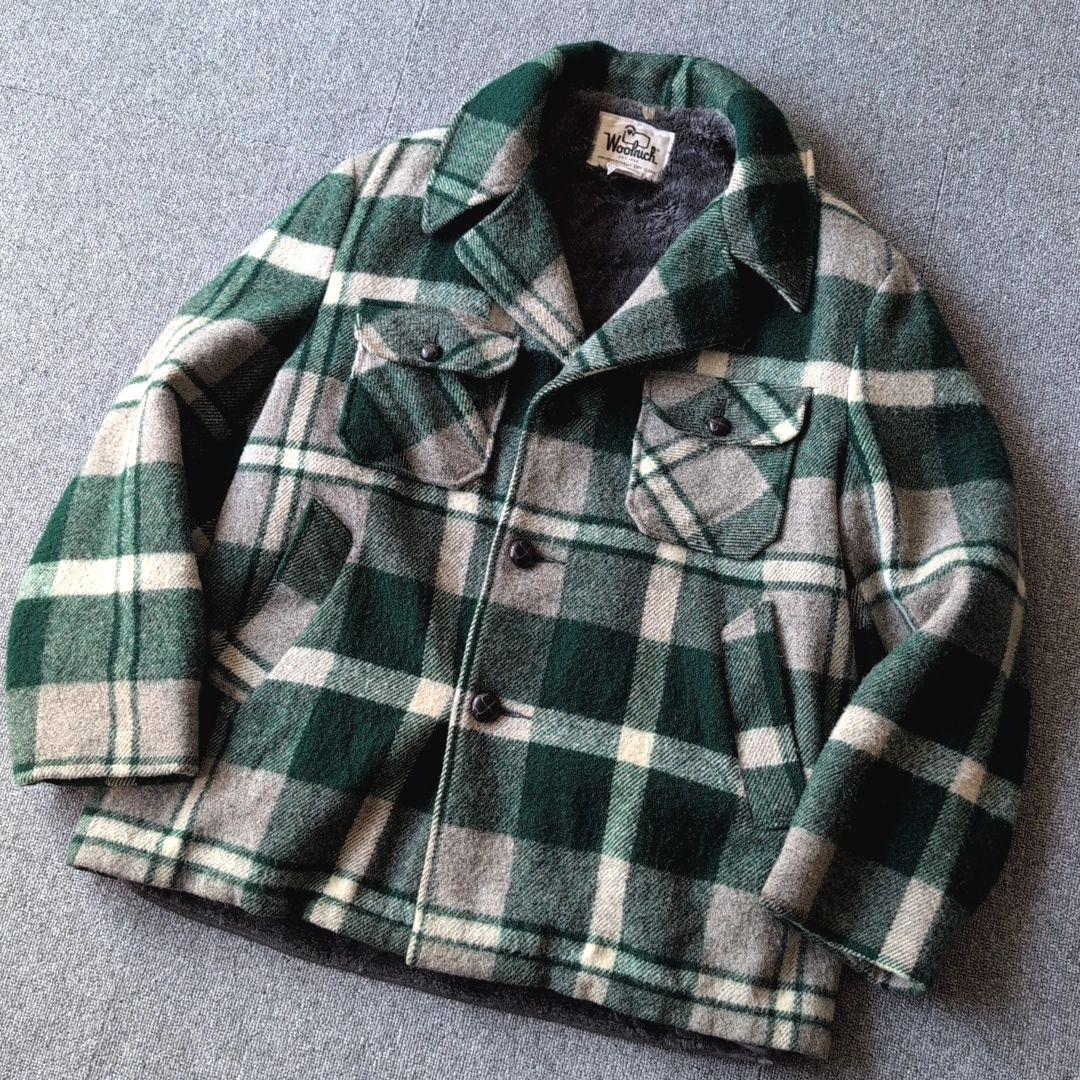 70s ビンテージ ウールリッチ ウールジャケット チェック 裏ボア 古着 L