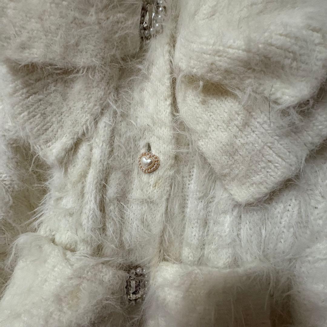 LIZLISA リズリサダブルリボンニットファー ポンチョ