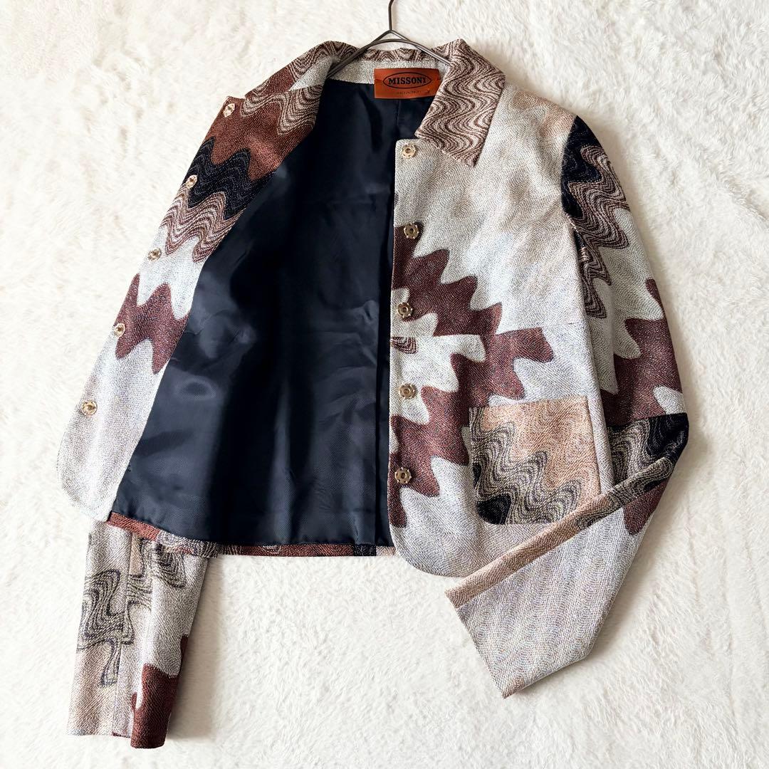 6174 美品✨ ミッソーニ テーラードジャケット 総柄 マルチカラー イタリア