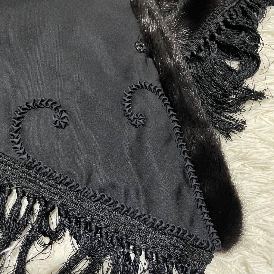 14371✨サガミンク 金サガ ポンチョ ケープコート フリンジ ビジュー