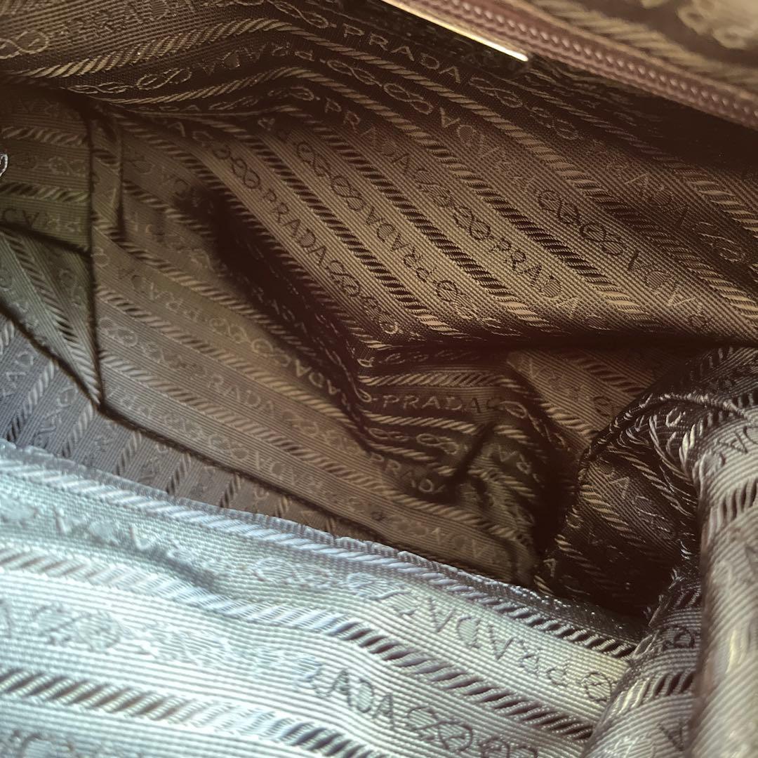 PRADA リュック バックパック 三角ロゴ ブラウン ナイロン レザー
