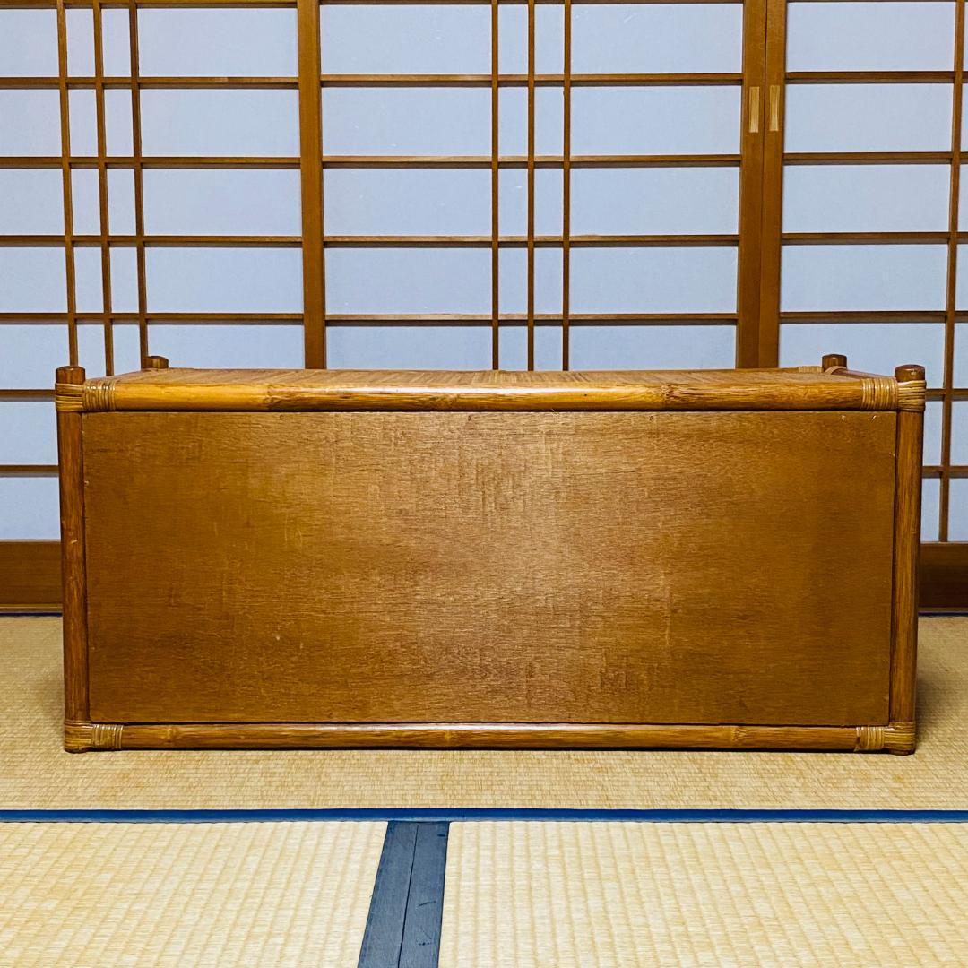 ラタン 籐 棚 チェスト 2段 4口 W90cm D41cm H40.5cm