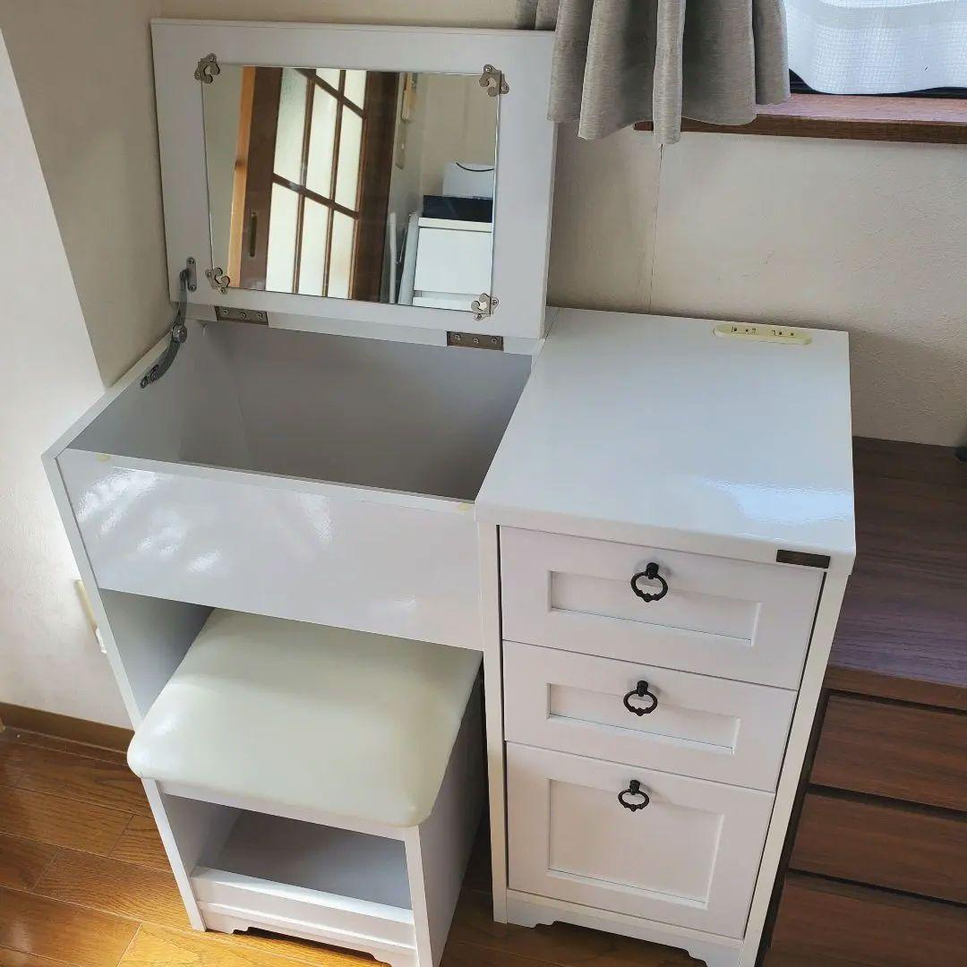 送料込み佐藤産業ANRI デスクドレッサー ホワイト(1/2 ドレッサーのみ)