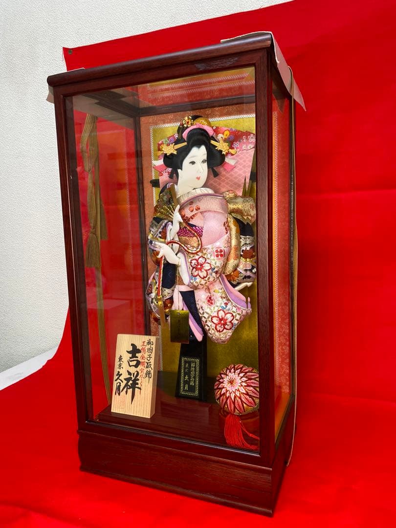 東京久月　正絹金蘭羽子板ガラスケース１３号・間口約２８×奥行約２２×高さ約５２㎝