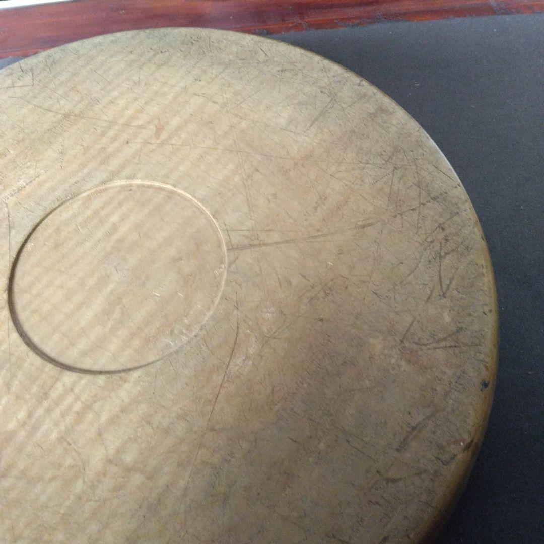 丸盆　くり抜き木工品　虎杢目