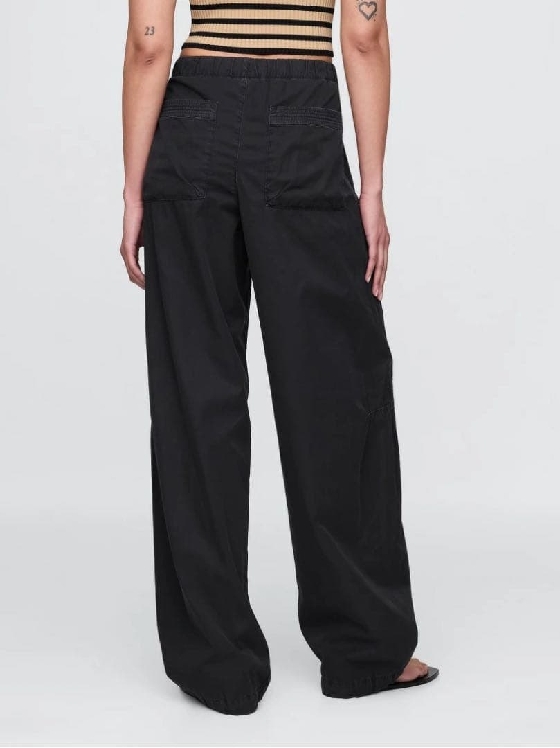 【新品未使用】GAP ミッドライズ バレル パラシュートパンツ ブラック XXS