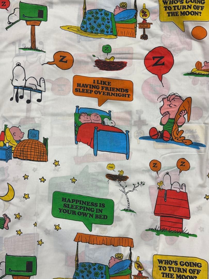 【美品】スヌーピーヴィンテージツインフラットシーツ/sleep柄/キズ無し