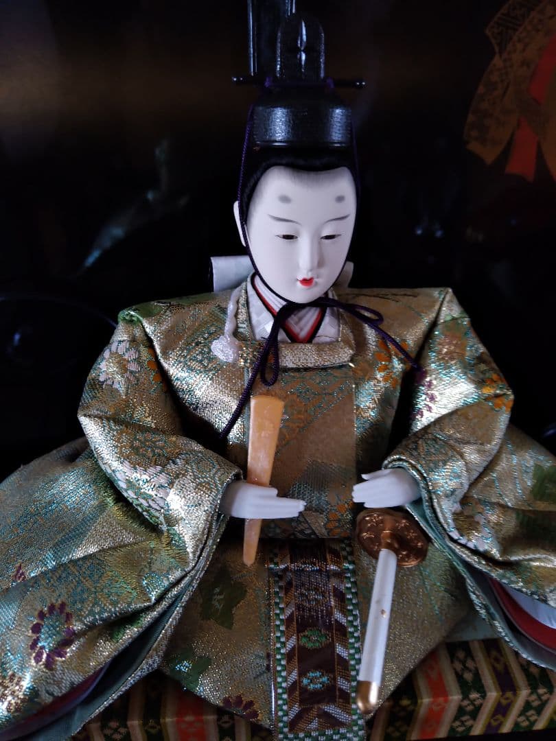 清峰作 背景全面蒔絵 束ねのし 雛人形 親王飾り ガラスケース入り