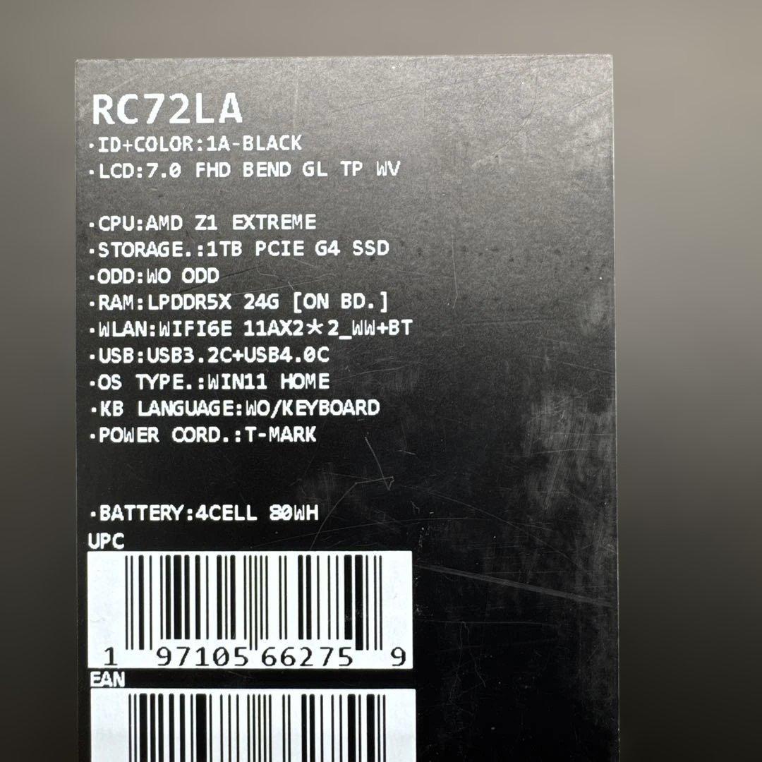 ASUS ROG Ally X RC72LA-Z1E24G1T ブラック ★