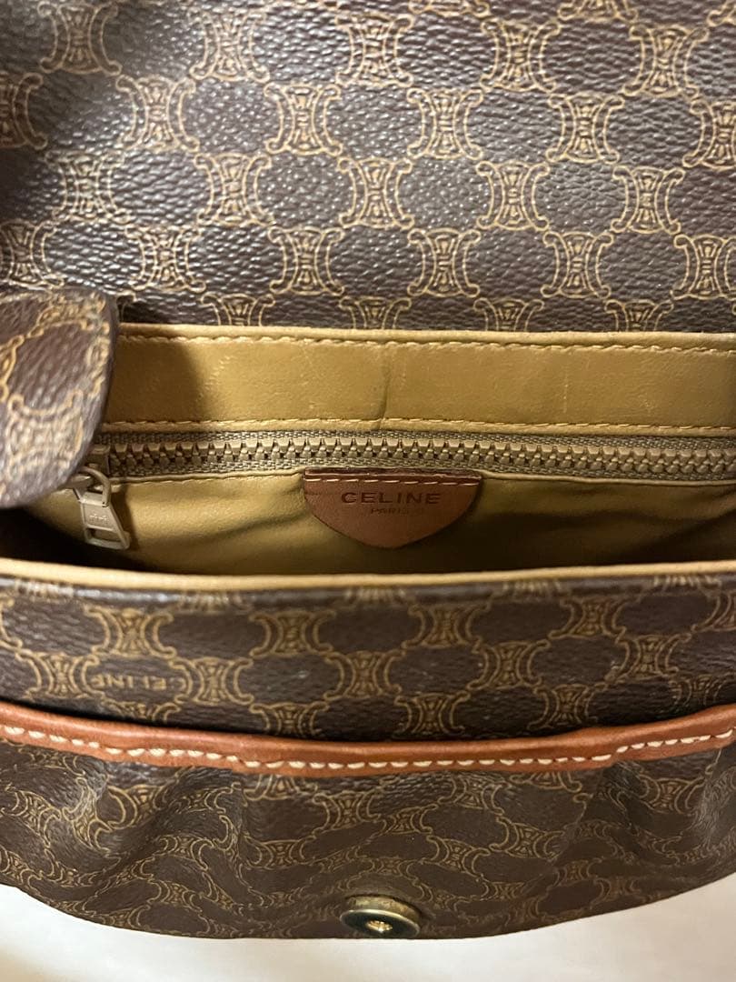 お*ん様 セリーヌ ショルダーバッグ マカダム PVCキャンバス カーフ ブラウ