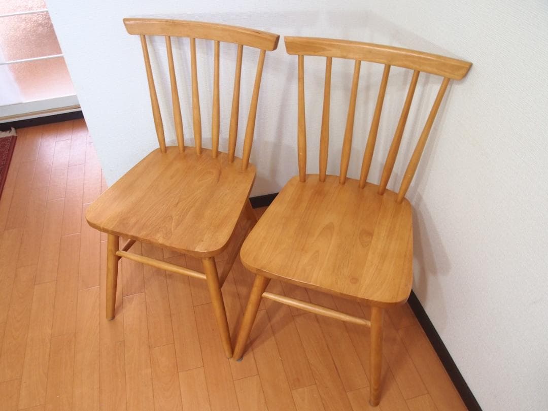 【美品】タンスのゲン ダイニングチェア 2脚 ウィンザーチェア/椅子 ウッド家具