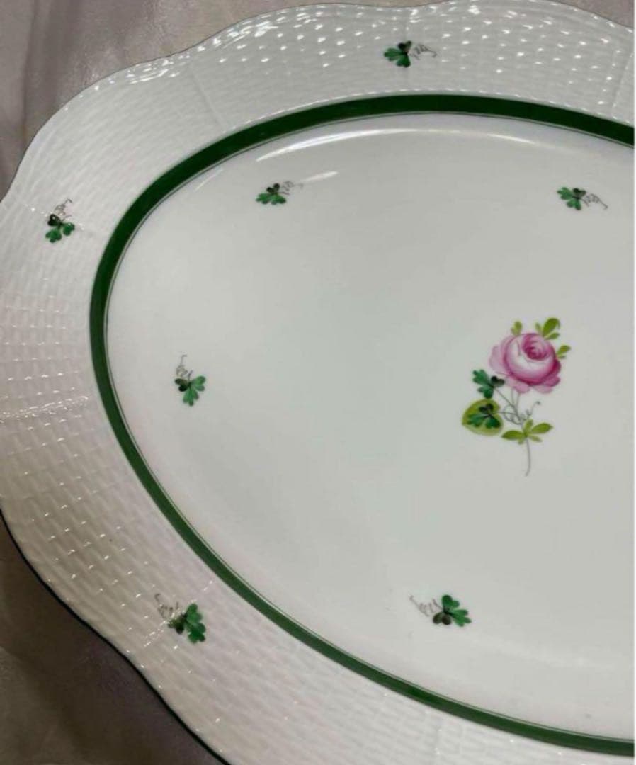未使用 ヘレンド 大皿 36cm オーバルプラター ウィーンの薔薇