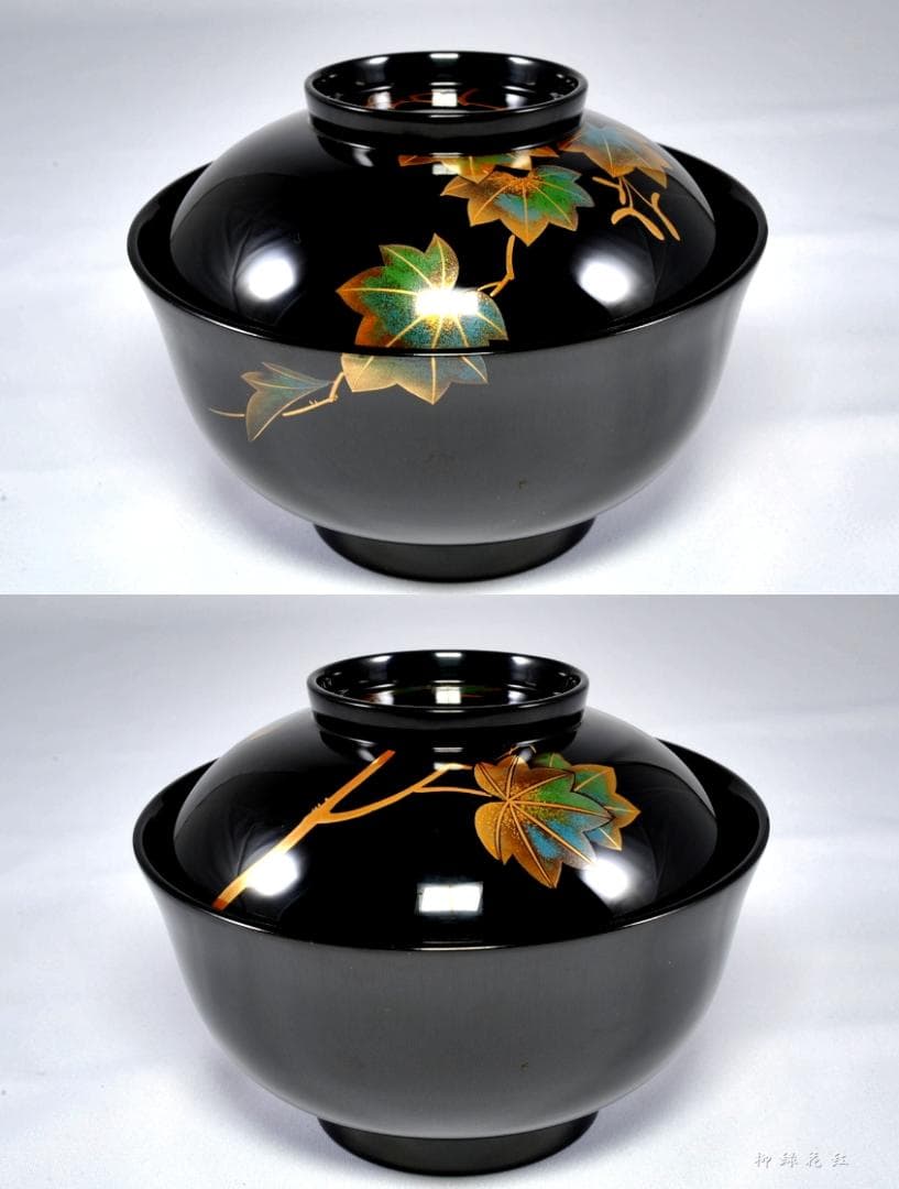 堂畑勝峯 絵変蒔絵 煮物椀 五 共箱 輪島塗 懐石道具