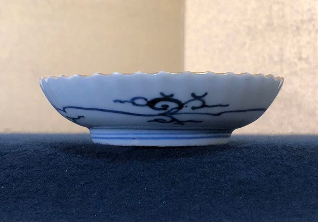 割引❗️《レ》幕末 伊万里 染付 豆皿10客 口縁輪花しのぎ手 1f