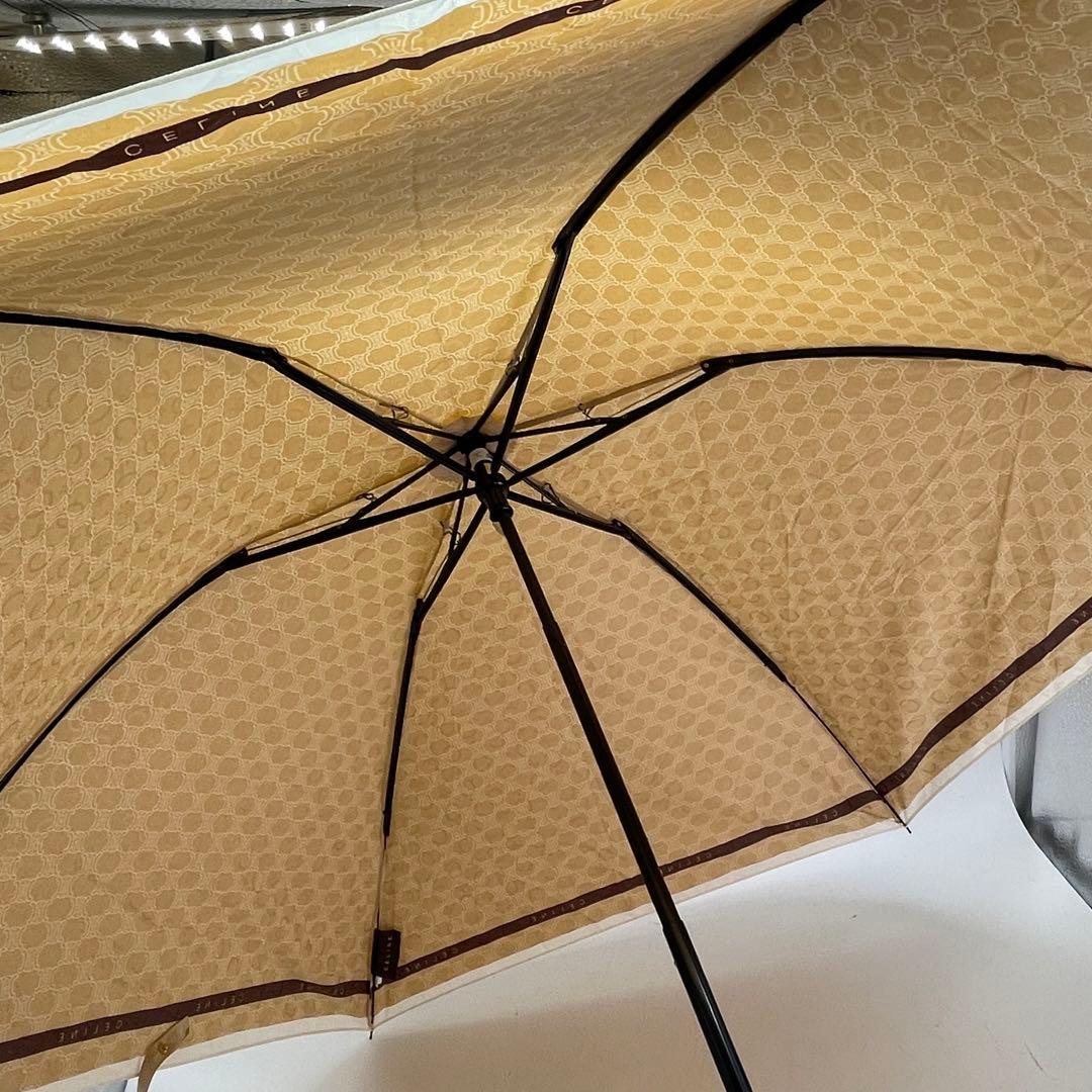 KO2249□CELINE 折りたたみ傘 マカダム柄 トリオンフ ブラウン
