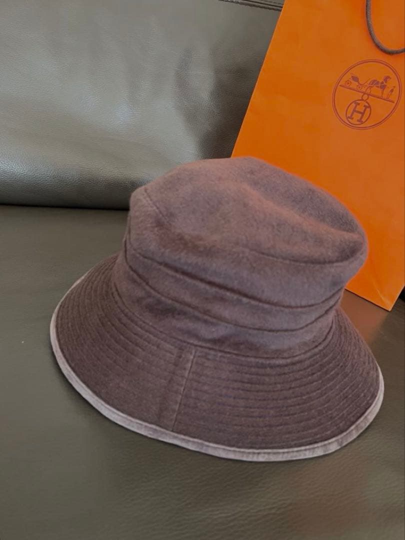 HERMES　エルメスバケットハット　カシミヤ 100 　ブラウン