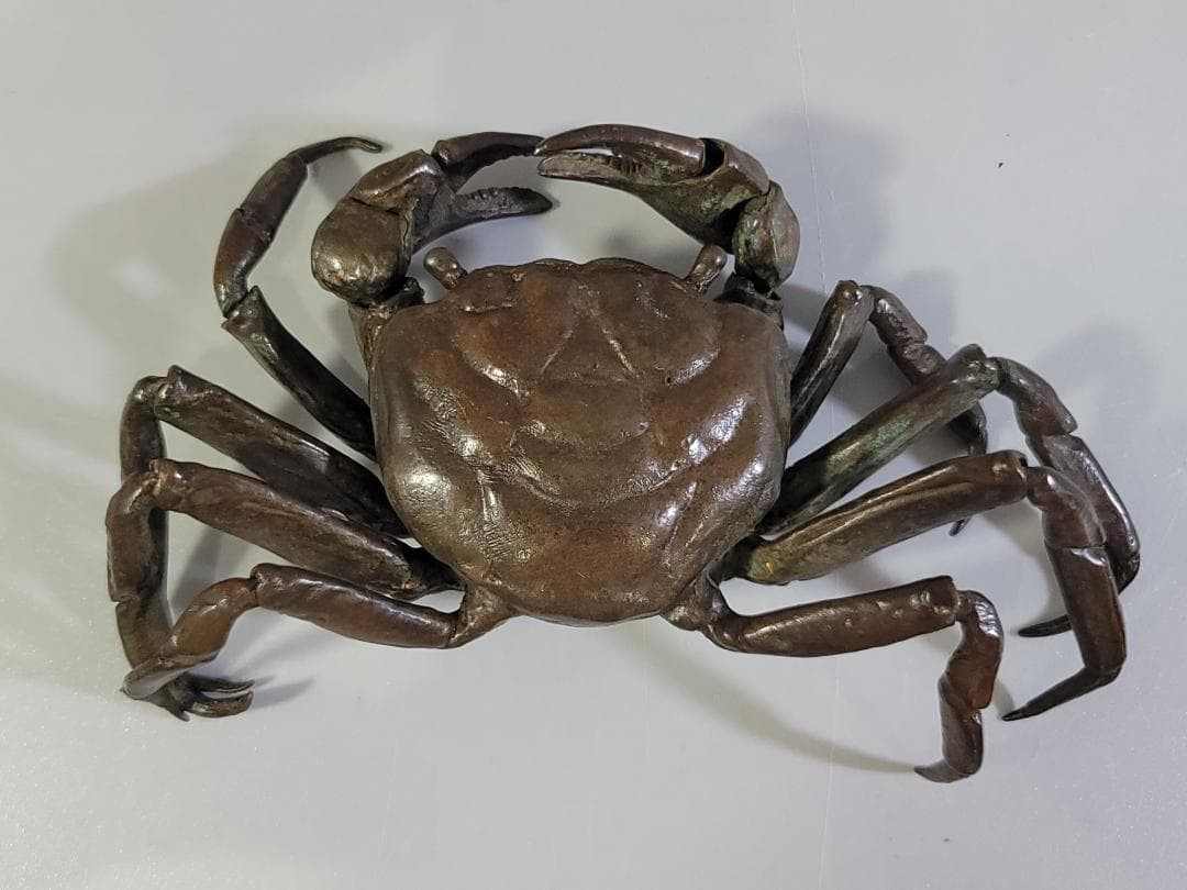 古銅 蟹 自在 盆石飾り 在銘 置物 DT613