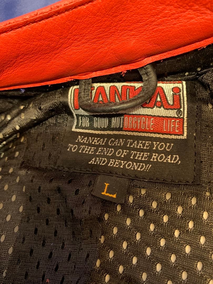 (プロフ必読） NANKAI レザーツナギ 青赤白　MFJ Lサイズ