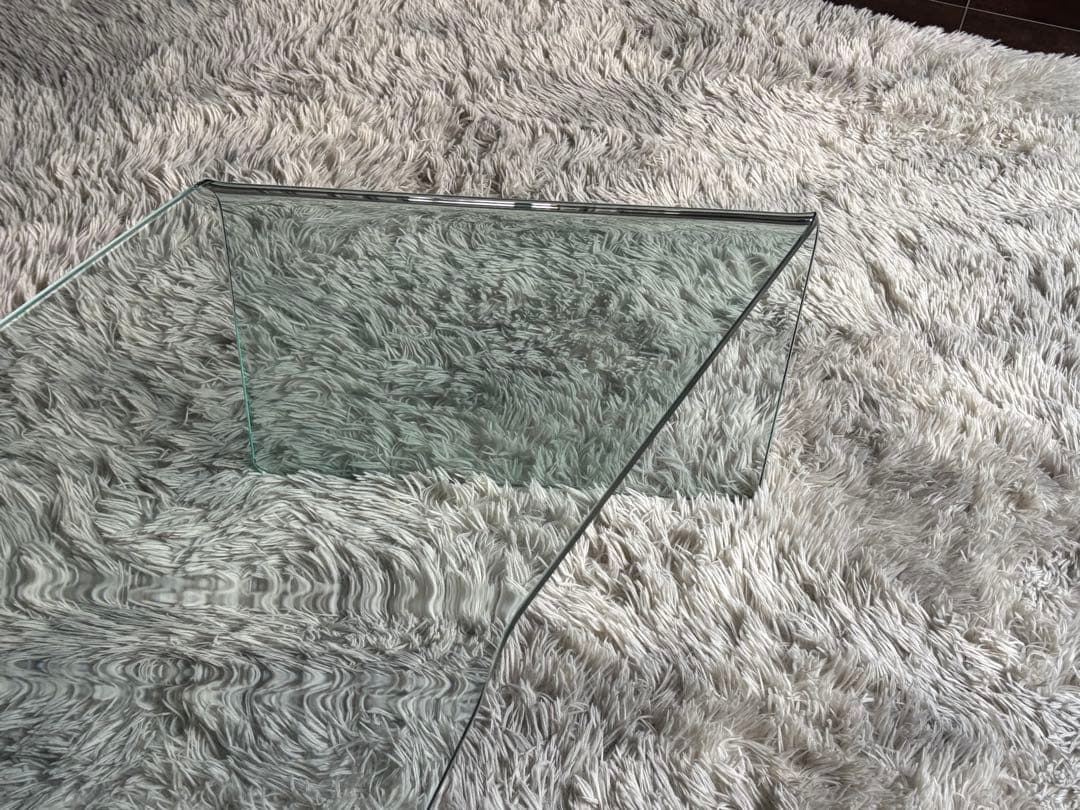 ②ガラステーブル　サイドテーブル　ローテーブル　斜めテーブル　高級家具　IZG