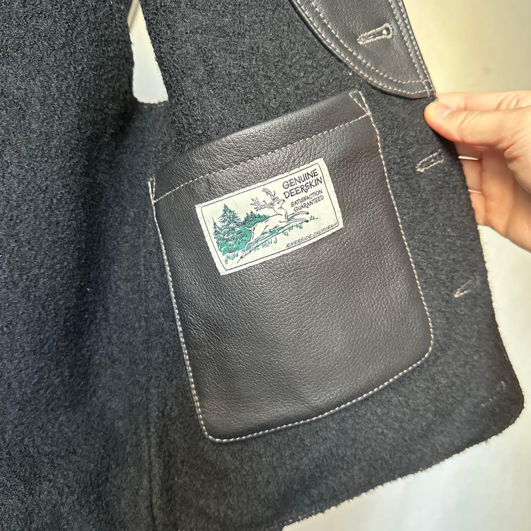 鹿革ベスト M ニュージーランド産ディアスキン WWⅠミリタリー ムートン裏地