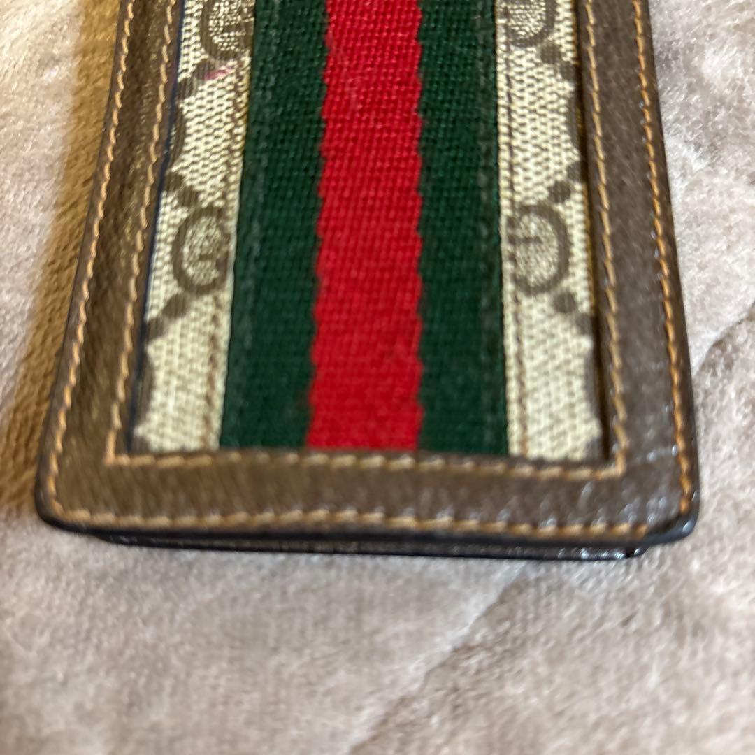 希少 オールドグッチ シェリーライン ブラウン レザー シガレットケース ポーチ