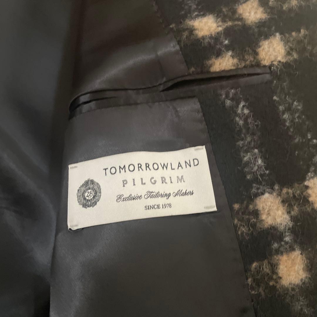 美品 TOMORROWLANDPILGRIMウールダブルブレスト チェックコート