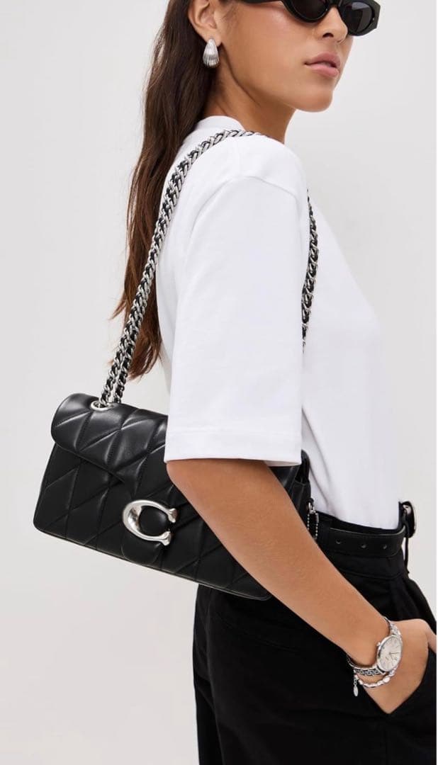 【新品】COACH タビー ショルダー バッグ 26・キルティング　シルバー