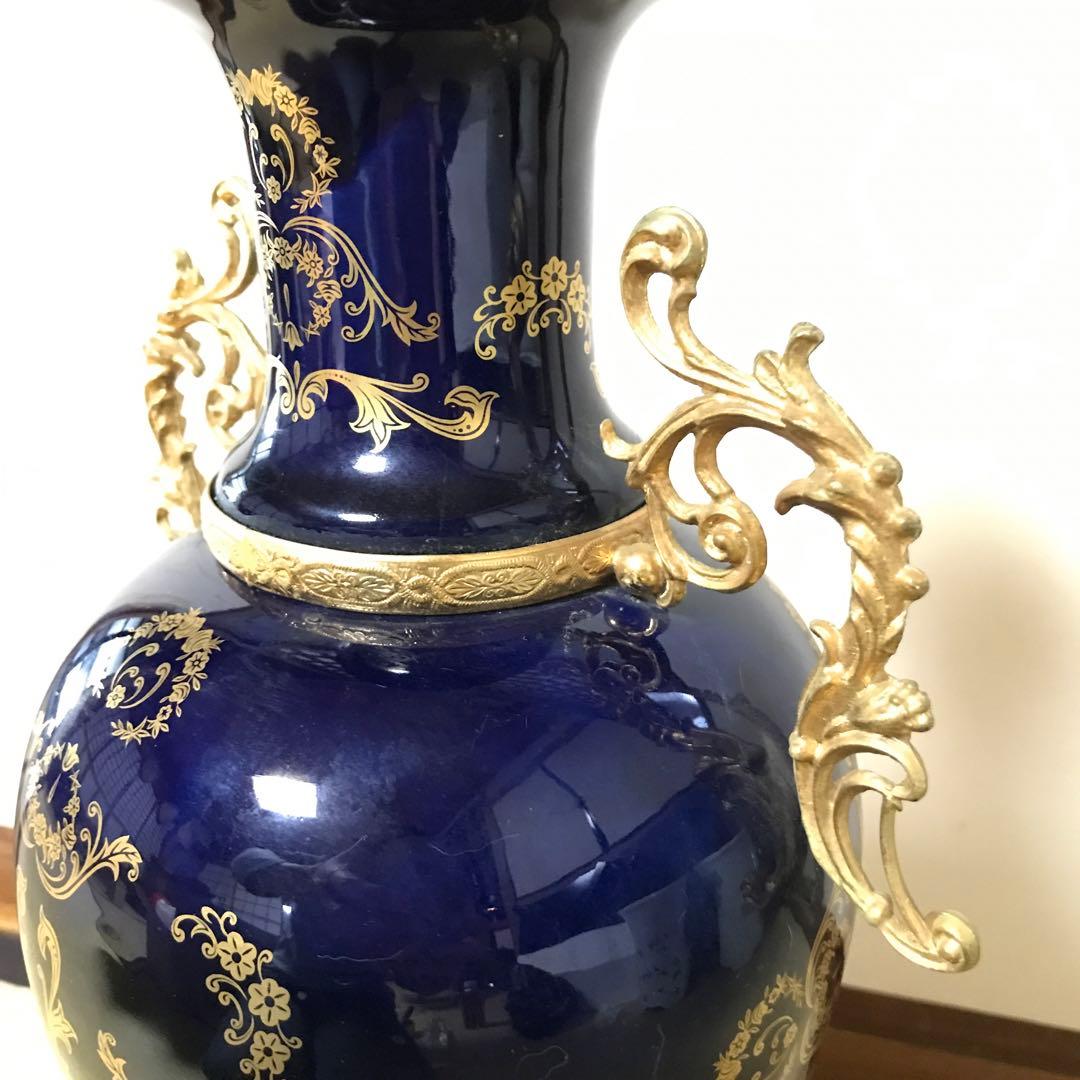 金彩 西洋花瓶 色絵花瓶 飾り壺 高約51cm