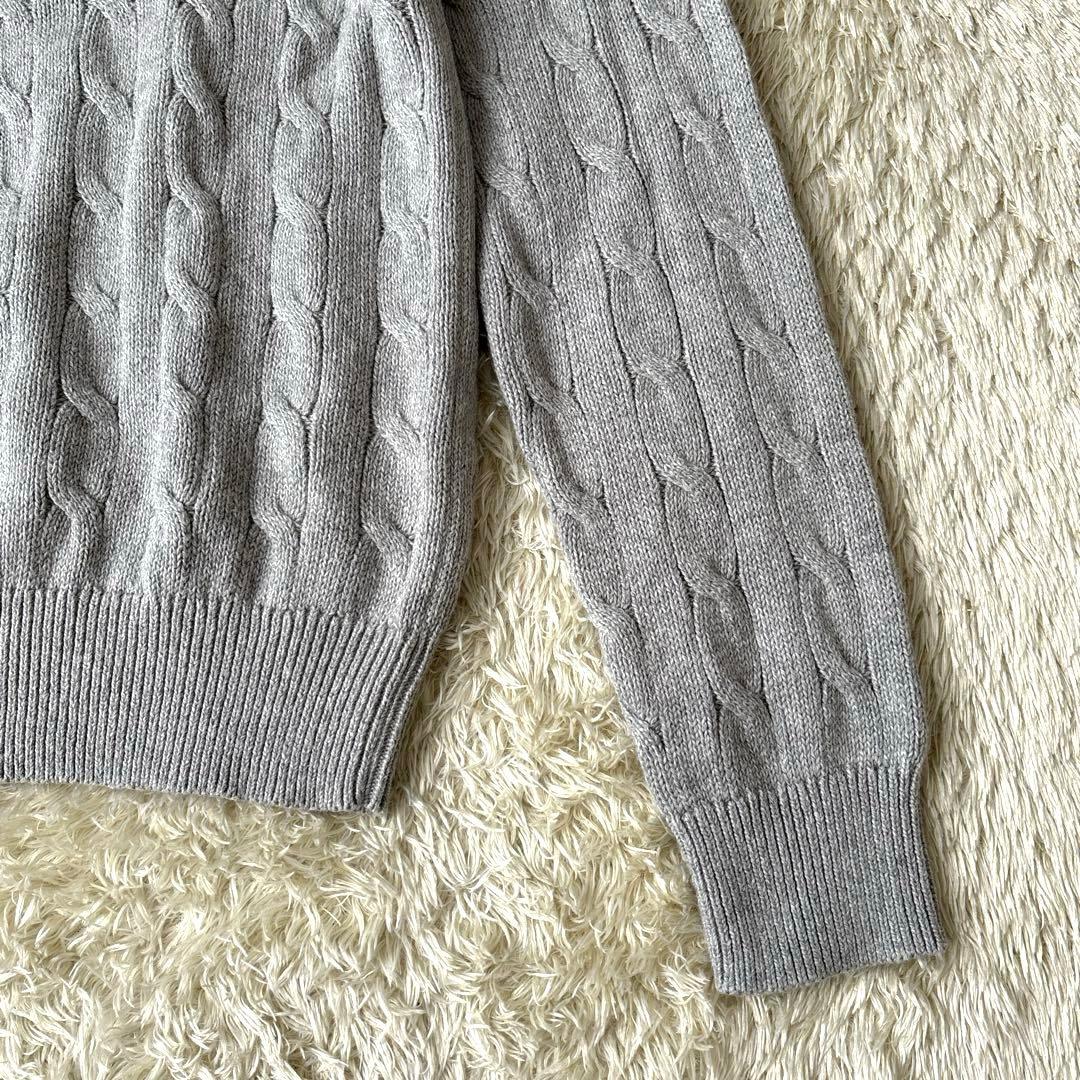 極美品☆ポロラルフローレン　ハーフジップケーブルニット　刺繍ポニー　近年　グレー