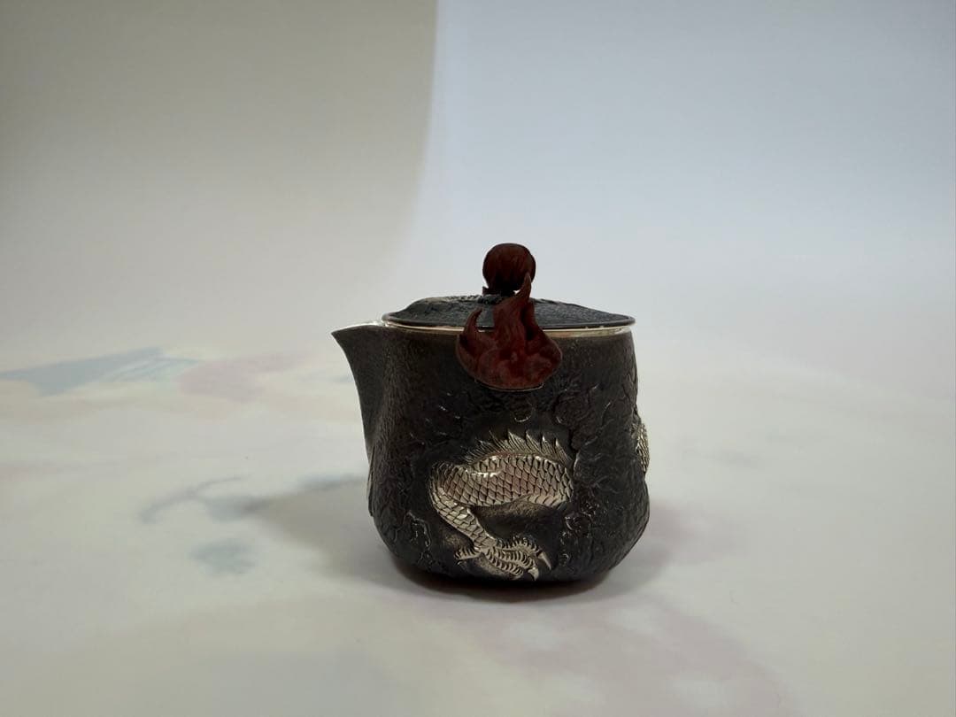 純銀製 龍文 急須 銀瓶 煎茶道具