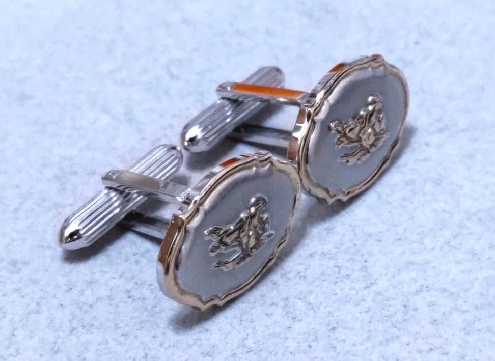 バーバリー　馬上の騎士　SILVER925K14GF　カフス　C1968