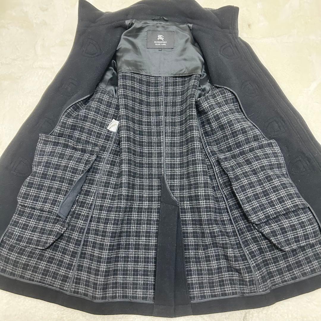 【美品】バーバリーブラックレーベル ウールメルトン ダッフルコート ブラック L